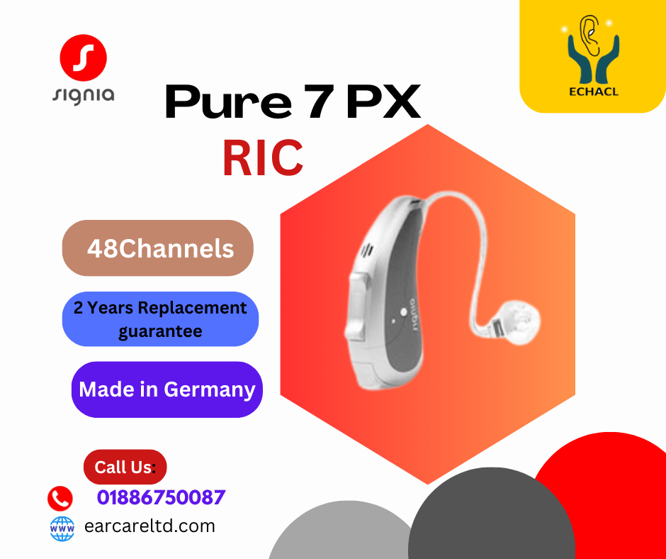 The Signia Pure 7PX is a high-end receiver-in-canal (RIC) hearing aid that offers an array of advanced features and technologies to enhance hearing performance. Here’s an overview of the typical contents and features of the Signia Pure 7PX:
Contents:
1. Hearing Aid Device:
o The main unit that fits behind the ear, which houses the receiver and electronic components.
2. Receiver (Speaker):
o The component that transmits sound from the hearing aid into the ear canal.
3. Ear Mold or Dome:
o Soft tips or custom molds that attach to the receiver to ensure a comfortable fit and effective sound delivery.
4. Battery: Battery size 13.
5. Cleaning Tools:
o Tools such as brushes and wax guards for maintaining and cleaning the hearing aid.
6. User Manual:
o A guide with instructions on how to use, adjust, and care for the hearing aid.
7. Protective Case:
o A case for storing the hearing aid when not in use, to protect it from damage and dirt.
Features:
1. Waterproof and Dustproof:
o The "PX" designation indicates a high level of protection, typically rated at IP68, which means the hearing aid is resistant to dust and water.
2. Signia Xperience Platform:
o Utilizes the Signia Xperience technology platform, which provides advanced sound processing for a natural and clear hearing experience.
3. Own Voice Processing (OVP):
o Enhances the clarity of the wearer’s own voice while maintaining external sound quality, improving overall listening comfort.
4. Bluetooth Connectivity:
o Direct streaming capabilities from Bluetooth-enabled devices, such as smartphones and tablets, allowing for phone calls, music, and other audio sources.
5. Telecoil:
o Integrated telecoil for improved hearing in environments with induction loop systems, such as theaters and public places.
6. SoundScape Processing:
o Advanced sound processing technology that adapts to various listening environments to deliver clear and natural sound.
7. SpeechMaster Technology:
o Enhances speech clarity and reduces background noise, making conversations easier and more comfortable in noisy environments.
8. Discreet Design:
o A compact and discreet design that ensures minimal visibility and a comfortable fit behind the ear.
9. Dynamic Soundscape Processing:
o Adapts to changing sound environments to provide an optimal hearing experience in different situations.
10. Acoustic Motion Sensors:
o Sensors that detect head movements and adjust sound processing to ensure a more natural hearing experience.
11. Cros or BiCros Capabilities:
o Available with options for users with unilateral hearing loss, allowing for sound transfer between ears to improve spatial awareness and sound localization.
12. Direct Streaming:
o High-quality direct streaming for clear and uninterrupted audio from various sources, including television and music players.
The Signia Pure 7PX is designed to offer top-tier hearing performance, combining advanced technologies with user-friendly features to meet the needs of individuals with more demanding hearing requirements.
If you think that you need a hearing aid or need any help of hearing aid related, please feel free to contact with us. As we are providing best hearing aid price in Bangladesh as we are a distributor of Signia hearing aid.