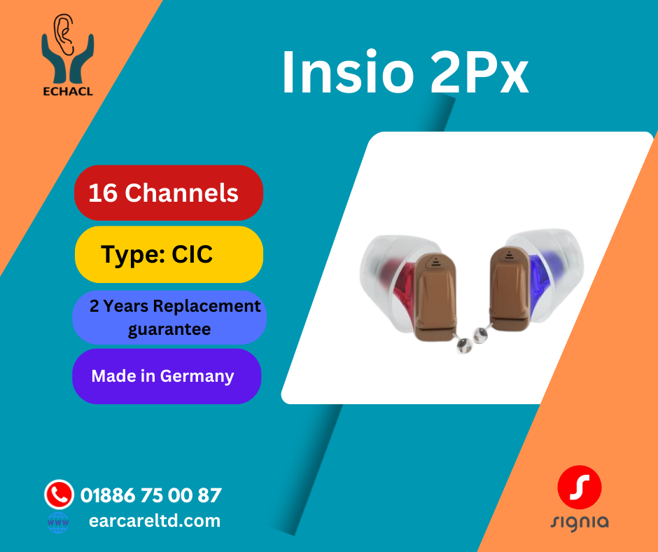 The Signia Insio 2px CIC/IIC hearing aids are entry-level devices that offer essential features in a discreet design. These hearing aids are ideal for those who need basic hearing support in quieter environments. Below is an overview of their contents and features:
Key Features:
1. Type & Style:
o CIC (Completely-in-Canal): Designed to fit almost entirely within the ear canal, making it discreet and minimally visible.
o IIC (Invisible-in-Canal): Sits even deeper in the ear canal, offering maximum discretion, nearly invisible when worn.
o Custom-Fit: Each device is custom-molded to the shape of the user's ear for a comfortable and secure fit.
2. Technology Level:
o 2px: This is an entry-level technology, providing basic functionality suited for users with less complex hearing needs, primarily in quiet environments.
3. Sound Processing:
o Basic Sound Processing: Provides clear and natural sound but with fewer advanced features compared to higher-level models.
o Speech and Noise Management: Basic processing to enhance speech in quieter environments, though less effective in noisy settings.
4. Noise Management:
o Basic Noise Reduction: Reduces simple background noise to improve comfort and focus on speech.
o Wind Noise Management: Basic wind noise reduction capabilities, sufficient for mild outdoor conditions.
5. Feedback Cancellation:
o Basic Feedback Management: Reduces the risk of whistling sounds for more comfortable listening.
6. Directional Microphones:
o Typically does not include advanced directional microphones, focusing on straightforward sound amplification and clarity in quiet environments.
7. Connectivity:
o Limited or No Wireless Features: The 2px models usually do not support wireless connectivity or smartphone apps, focusing on simplicity and ease of use.
8. Battery Life:
o Powered by small size 10 batteries, offering a compact design with moderate battery life depending on usage.
9. Tinnitus Therapy:
o Basic tinnitus management options, providing simple sound therapy to help alleviate tinnitus symptoms.
10. Program Options:
o A limited number of listening programs, optimized for basic environments such as quiet indoor settings or minimal background noise.
11. Signia App:
o Limited App Functionality: If available, the app might offer basic adjustments, but functionality is limited compared to higher-end models.
o TeleCare: Basic support for remote consultations and adjustments, if supported by the specific model.
12. Durability:
o IP68 Rating: Resistant to dust and water, ensuring the device can withstand everyday conditions.
13. Personalization:
o Custom Fitting: Tailored to the user's ear for optimal comfort and sound quality.
o Basic Customization: Simple settings adjustments to suit personal preferences.
Content Details:
• Packaging: Includes the hearing aids, a set of batteries, a cleaning kit, a protective case, and a user manual.
• Support: Basic support options, potentially including limited remote adjustments or in-person visits to a hearing care professional.
• Warranty: 2 years replacement guaranty.
The Signia Insio 2px CIC/IIC hearing aids are best suited for individuals who prioritize discretion and comfort and who need a basic, no-frills hearing solution for everyday use in quieter environments. Their simplicity and ease of use make them an ideal choice for first-time hearing aid users or those with minimal hearing support needs.